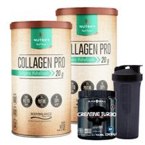 2x Collagen Pro - 450g Nutrify - Proteína do Colágeno + Creatina Turbo - 300g - Black + Coqueteleira