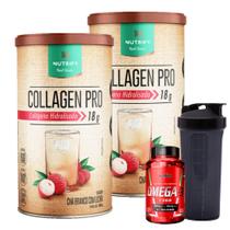 2x Collagen Pro - 450g Nutrify - Proteína do Colágeno + Ômega 3 - 60 Cáps - Integral + Coqueteleira