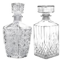 2X Combo 2 Decanter Frasco Decoração Cristal Whisky Licor 2X Combo 2 Decanter Frasco Decoração Cristal Whisky Licor