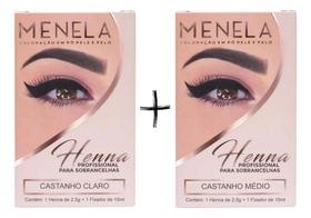 2X Combo Kit Henna Menela Castanho Claro + Castanho Médio