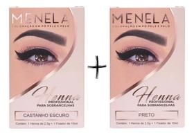 2X Combo Kit Henna Menela Castanho Escuro + Preto