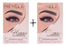 2X Combo Kit Henna Menela Castanho Médio + Castanho Escuro