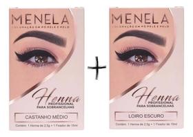 2X Combo Kit Henna Menela Castanho Médio + Loiro Escuro