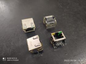 2x Conector Rj45 Blindado Com Led 2-406549-1 Amp