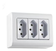 2X Conj Caixa Sobr + 3 Tomadas 20A Lizflex Branco Tramontina