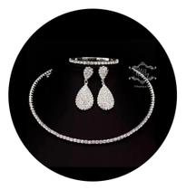 2X Conjunto Colar E Brincos Para Noivas, Debutantes, Madrinh