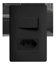 2X Conjunto Interruptor Simples + Tomada 20A Black Fosco Fam