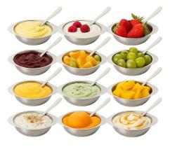 2X Conjunto Jogo De Sobremesa 24 Peças Inox Tigela Colher Po 2X Conjunto Jogo De Sobremesa 24 Peças Inox Tigela Colher Po