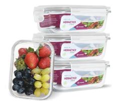 2X Conjunto Kit 4 Potes Vidro Hermético Marmita Fitness 370M