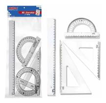 2X Conjunto Para Desenho Reg30Cm+Esq45+Esq60+Transf180 - Wal 2X Conjunto Para Desenho Reg30Cm+Esq45+Esq60+Transf180 - Wal