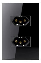 2X Conjunto Tomada Dupla 20A 2P+T 4X2 Preto Black Piano Alum