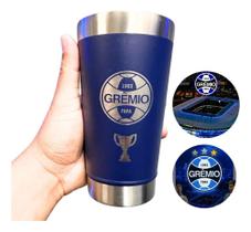 2X Copo Térmico 500 Ml Cerveja Com Tampa Aço Inox Gremio Fc 2X Copo Térmico 500 Ml Cerveja Com Tampa Aço Inox Gremio Fc