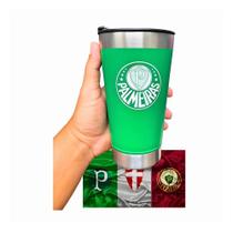 2X Copo Térmico Cerveja Com Tampa Aço Inox Palmeiras 2X Copo Térmico Cerveja Com Tampa Aço Inox Palmeiras