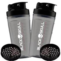 2x Coqueteleira Shakeira Black Skull 800ml Fumê Garrafa para Tomar Suplementos Água Academia