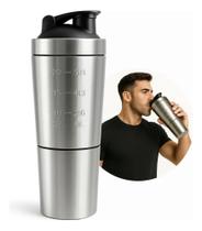 2X Coqueteleira Shaker Academia 900Ml Com Divisória Misturad
