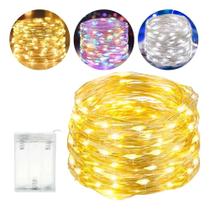 2X Cordão Fio De Fada 10M 100 Leds Enfeite Natal Branco Quen