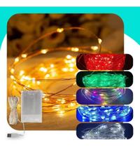 2X Cordão Fio De Fada 5M 50 Leds Enfeite Natal Branco Quente