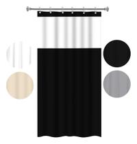 2X Cortina Box Banheiro Lisa Antimofo Pvc Com Visor Preto