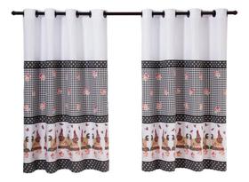 2X Cortina Cozinha Oxford Janela 2 Folhas 2,00 X 1,50 Estamp