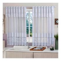 2X Cortina De Cozinha Renda 2,20 X 1,20 Com Bandô Para Janel