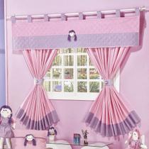 2X Cortina Infantil Little Girl Varão Simples Com Abraçadeir