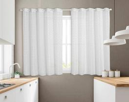 2X Cortina Para Cozinha 1,20 X 2,80 Voil Bem Franzida Cor Br