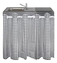 2X Cortina Para Pia Balcão 1,50 X 80Cm Xadrez Acabamento Vié