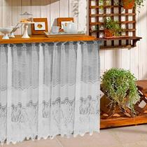 2X Cortina Para Pia De Cozinha Em Renda 1,50M X 80Cm Branca