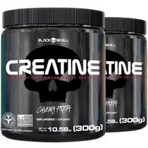2x Creatina Monohidratada 100% Pura Pote 300g Black Skull