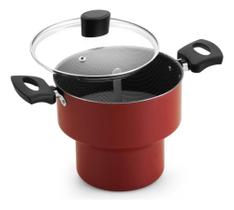 2X Cuscuzeiro Pequeno Antiaderente Tampa Vidro Vermelho 14 2X Cuscuzeiro Pequeno Antiaderente Tampa Vidro Vermelho 14