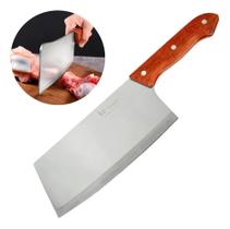 2X Cutelo Machadinha Aço Inox 7 Polegadas Açougueiro Madeira