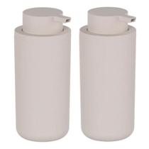 2x Dispenser Sabonete Liquido Detergente 500ml Bege - OU