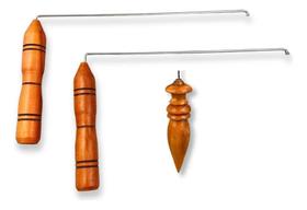 2X Dual Rod + Pêndulo Modelo P-05 Em Madeira Para Radiestesi