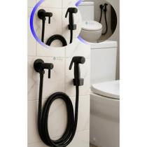2x Ducha Higiênica Banheiro ABS 1,2m Preta Facilita Higiene
