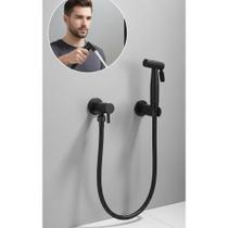 2x Ducha Higiênica Luxo Preto 1/4 Volta Inox Fosco 2x Ducha Higiênica Luxo Preto 1/4 Volta Inox Fosco