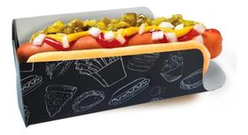 2X Embalagem Caixas Hot Dog ( Cachorro Quente) 100 Pçs Preto