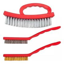 2X Escova Manuais - Jogo C/3 Cerdas Aço Inox, Latão E Aço Ca 2X Escova Manuais - Jogo C/3 Cerdas Aço Inox, Latão E Aço Ca