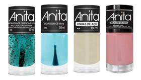 2X Esmalte Anita Tratamento 4 Produtos Hidratante Endurecedo