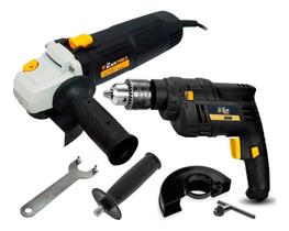 2X Esmerilhadeira Angular 780W + Furadeira De Impacto 550W