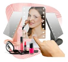 2X Espelho De Mesa 16 Led Portátil Maquiagem Camarim Regulag