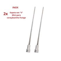 2x Espeto Mini Inox Lâmina 30cm Churrasco Coração Laurindos