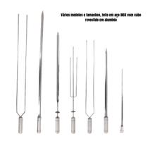2x Espeto Triplo Giratório 50cm Inox Tridente Churrasqueira