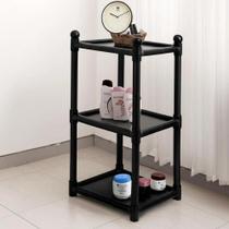 2X Estante 3 Prateleiras Modular Empilhável Plástico Preta 2X Estante 3 Prateleiras Modular Empilhável Plástico Preta