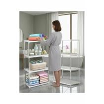 2x Estante 4 Andares Modular Multiuso Branco Organiza Espaço 2x Estante 4 Andares Modular Multiuso Branco Organiza Espaço