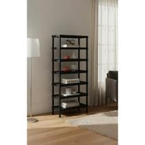 2x Estante Plástica 7 Prateleiras Organizadora Preta Modular 2x Estante Plástica 7 Prateleiras Organizadora Preta Modular