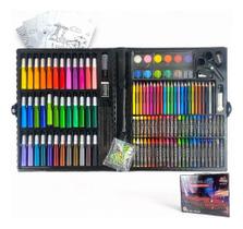 2X Estojo Maleta 150 Peças Infantil Canetinhas Giz Lápis Car