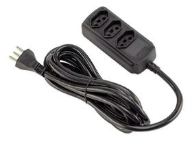 2X Extensão 3 Tomadas Tripolar 20A Grosso 3M Preto Force Lin