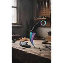 2x Faca Karambit Tática Afiada C/ Lâmina Arco-íris e Bainha