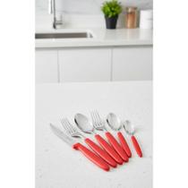 2x Faqueiro Vermelho Inox 24 Peças - Elegância e Cor