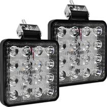2x Farol De Milha 16 Leds 42w 12v/24v Quadrado Offroad 6000k Branco
